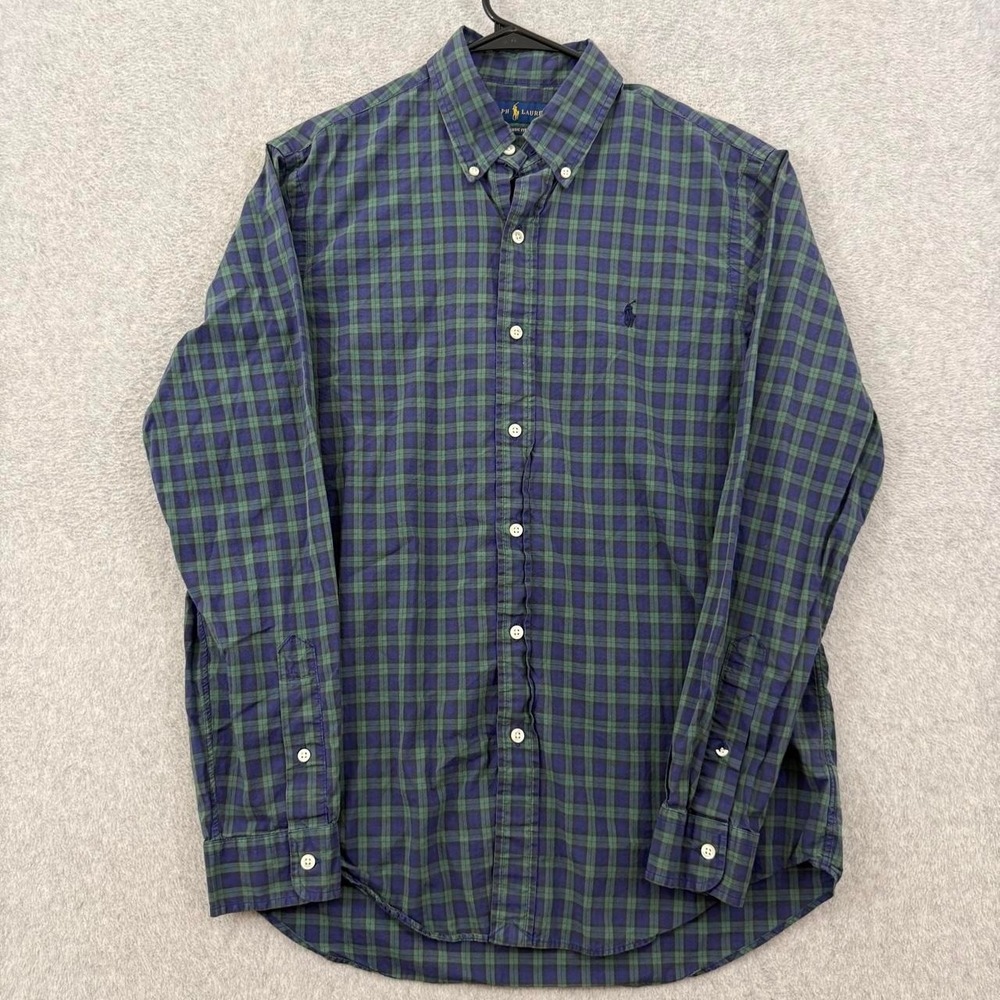Polo Ralph Lauren Classic Fit Plaid Button Down Shirt Men's Medium Green Blue